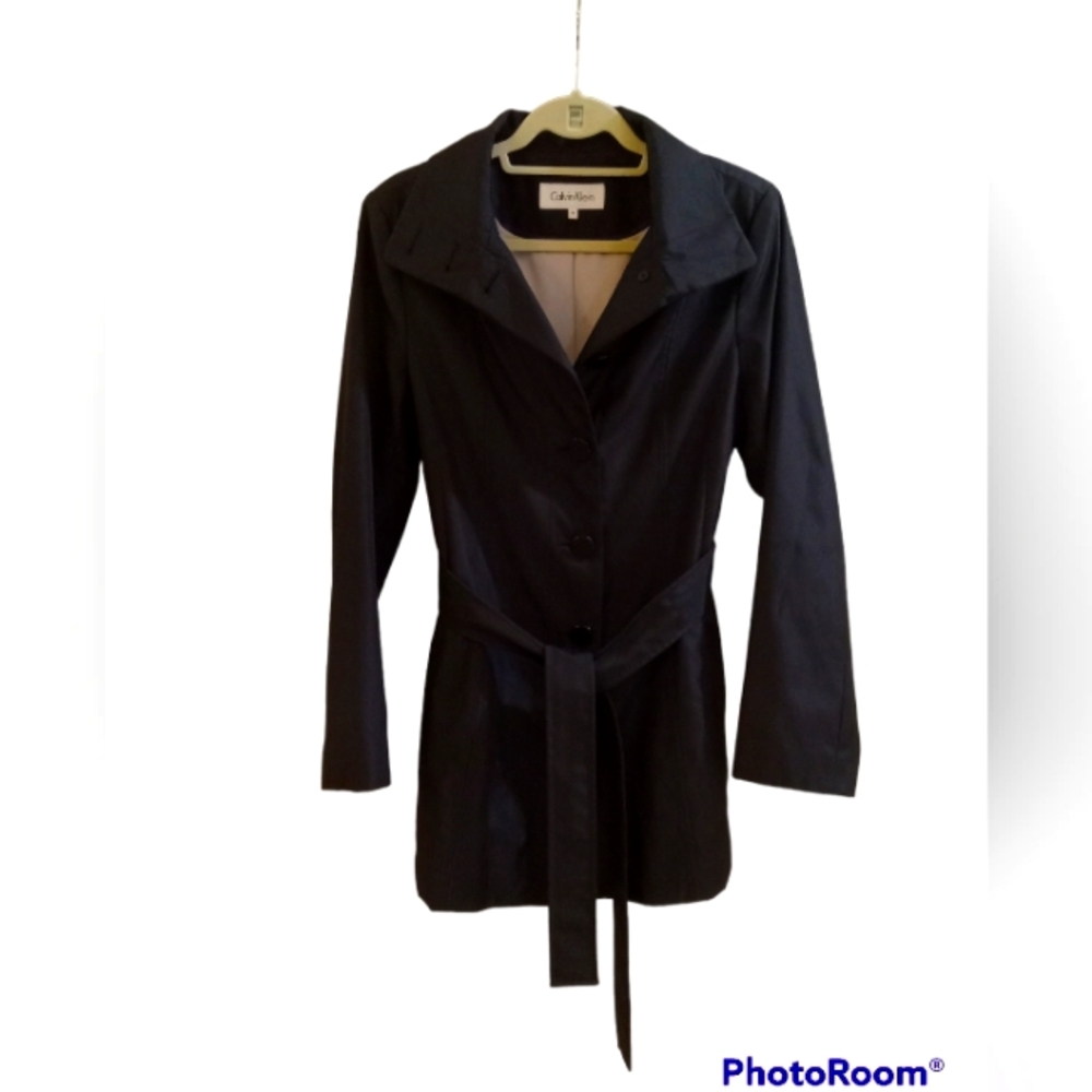 Black Calvin Klein Trenchcoat with Fleece Lining